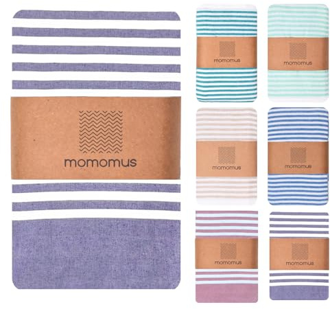 MOMOMUS Fouta XXL, Stuoia da Spiaggia e Coperta da Picnic Antisabbia – Leggera, Pieghevole e con Stile Boho – Telo da Mare Antisabbia Grande e Stuoia da Campeggio – Viola, 210 x 240 cm