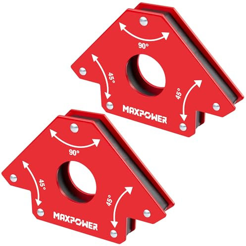 MAXPOWER 2 Piezas 34 kg Escuadra Magnetica para Soldar Imanes Soldadura, Ángulo 45°, 90°, 135°, Accesorios de Soldadura, Imán Angular para Grapar