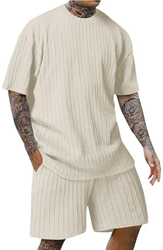 Generic Warehouse Deal Männer Sommer Outfit Golfschläger Set Herren Gummizug Zweiteiler Business Hose Herren Atmungsaktiv Herren Outfit Komplett Set Herren Sportanzug(Complexion,L)