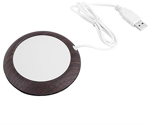 Premium USB Cup Warmer, Dark Wood Grain Beverage Heater Pad, Compatible with Stainless Steel, Glass and Ceramic Cups, Suitable for Office and Home Use (dark walnut grain)