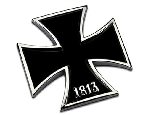 Noizzy Emblema de cruz de hierro 1813 para coche, insignia de metal 3D, accesorios de decoración para ventana de maletero de vehículo, color negro