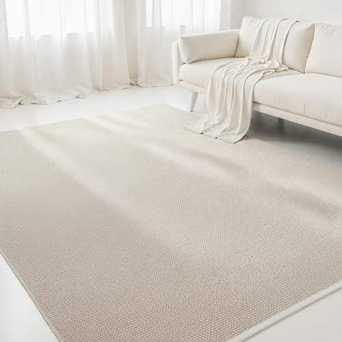 Interiyou Tapis Coton Riga - 60x120 Blanc - Décoration pour Salon, Chambre, Couloir, Bureau - 100% Artisanat Fibre Naturelle Tissage Plat