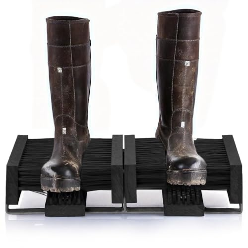 Borstelshop Schuhabstreifer mit Halterung - Fussabtreter Aussenbereich - Fußabtreter Außen - Schuhabstreifer Aussen Bürsten - Robuster Fußabstreifer - 60x30cm - Schwarz