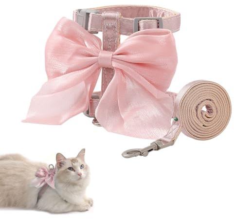 XFSRG Kattsele med koppel, friktionssäkert, rosa kattkoppel med sele för katter, justerbar kattsele, set för katt, kattungar, små hundar, valpar, kanin (M)