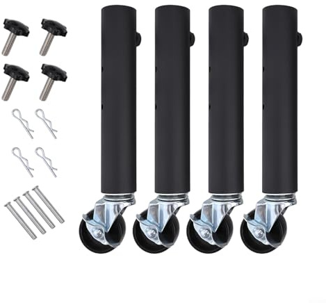 Yuanpgky Lot de 4 roulettes de portail à ressort pour tube en bois et métal | Roue de support réglable avec plaque de montage | Convient aux diamètres jusqu'à 35 mm, automatique (27 cm)