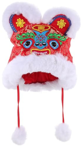 UKCOCO Chapeau Tigre Chinois D’Hiver pour Garçon et Filles Chapeau Festif Rouge Brodé Accessoire Costume Nouvel an Présent Anniversaire Bonnet Chaud Hiver Traditionnel Chinois