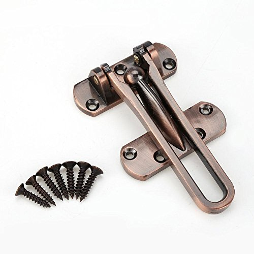 Loquet en Alliage de Zinc Loquet Verrou de Porte Chaîne de Sécurité Verrouillage de Serrure de Limiteur pour Porte de Fenêtre Placard(Bronze Rouge)