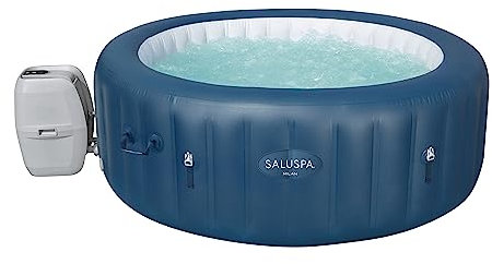 Bestway SaluSpa Milan AirJet Plus - Vasca idromassaggio gonfiabile (195,6 x 71,1 cm), per 4-6 adulti, blu navy