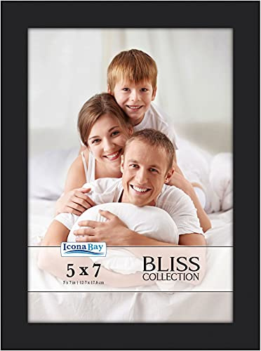 Icona Bay Marco de Fotos Negro de 13x18 cm, Marco Compuesto de Madera de Estilo Moderno, Montaje en Pared o sobremesa, colección Bliss