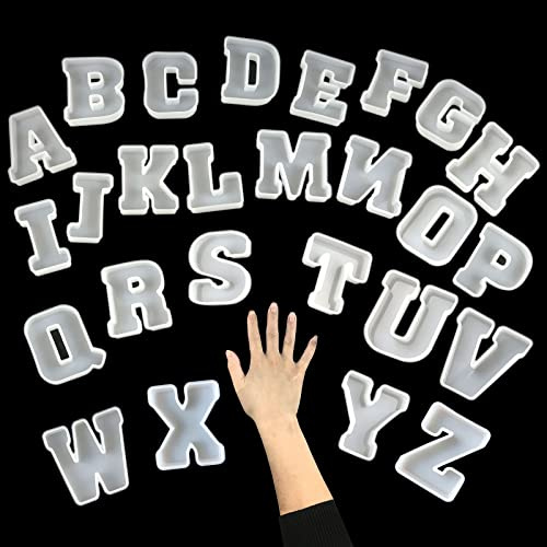 4 inch 26 Pack English Letter Silicone Mold - Alphabet Capital & Large Letter Resin Casting Mold