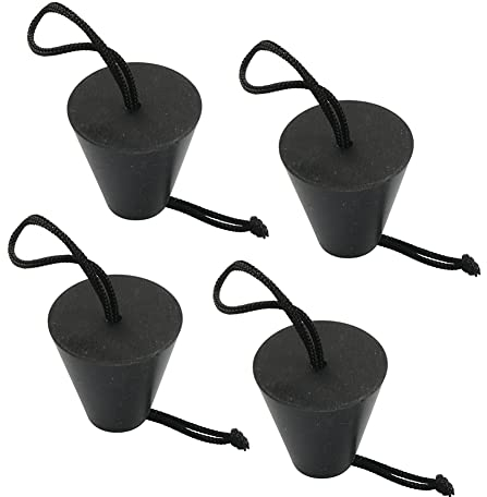 Universal Kajak Scupper Stopfen,MoreChioce 4 Stück Silikon Kajak Scupper Plug Kit Abflusslöcher Stopper mit Lanyard Kajak Kanu Boot Zubehör Lenzstopfen Kanu Lenzstöpsel Ersatzteil,Schwarz