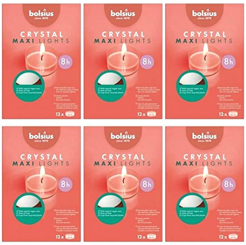 72 Stück Bolsius Crystal Lights Maxi Teelicht 8 Stunden Acryl Cup klar (6x12er)