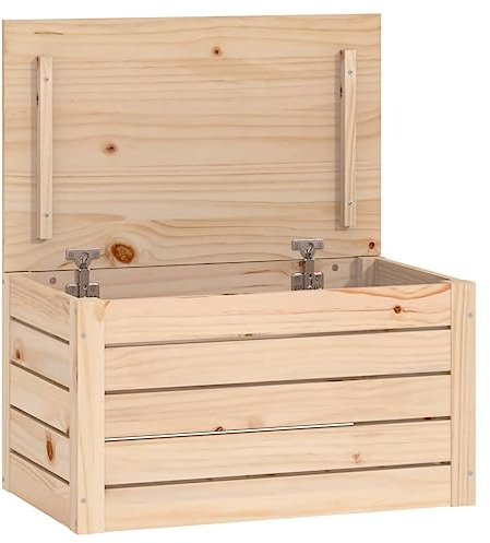 vidaXL Caja de Almacenaje Baúl Armario Tapa Cesto Cubo Ropa Zapatos Juguetes Cuarto Baño Sala de Estar Dormitorio Madera Maciza de Pino