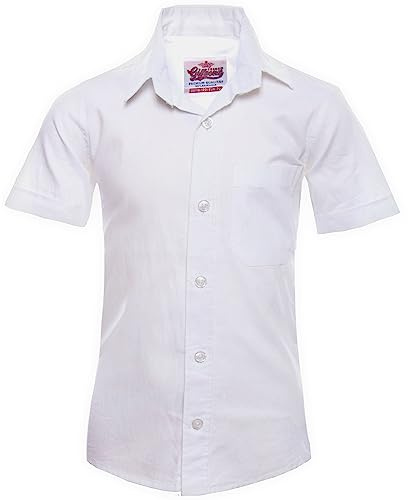 Gillsonz DS72 - Camisa de manga corta para niños y estudiantes, 100% algodón, Blanco, 140-146