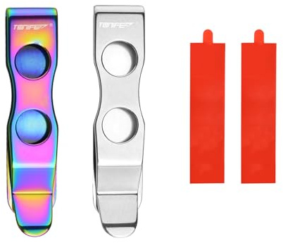 TONIFE Multifunktionellt fickclips Monterbart fickclips för smartphones, fäst med 3M VHB-lim, fickclips i rostfritt stål, 2-pack (Polering + Färgat Titan)