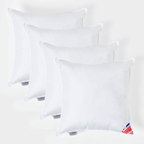 HOMESCAPES 4 Pack Luxury Super Microfibre Cushion Inserts 55cm x 55cm (22 x 22”) Perfect Bounce Back and Soft Cover Generously Filled Inner Pads Hypoallergenic Cushion Filler Handmade Machine Washable