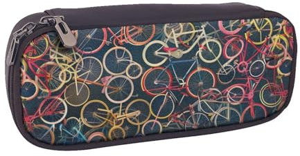 JCVOTREL Trousse à crayons en cuir imprimé peau de serpent noir et blanc avec fermeture éclair pour l'école, les voyages, le bureau, Vélos, Taille unique, Trousse de maquillage