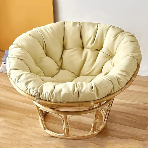 KIUGOP Papasansessel Kissen,Rund Papasan Sessel,Polster Für Papasansessel,Auflage,Polyrattan Sessel Hängesessel Kissen Papasan Stuhlkissen,Beige,130x130cm