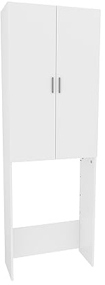 Vicco Waschmaschinenschrank Martha, Weiß, 64 x 190 cm mit 2 Langen Türen, zur Aufbewahrung von Waschmittel und Badutensilien