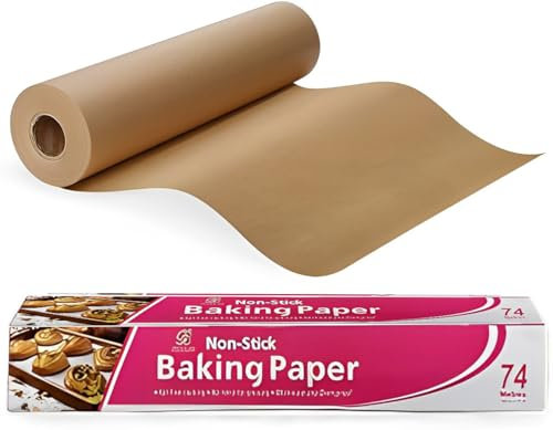 EVOKK Brown Baking Paper 38CM x 74M Greaseproof Parchment Paper Roll Non-Stick, Oven Safe, Food-Grade Baking Sheets for Cooking, Air Fryer, Pastries & Butcher Paper Use