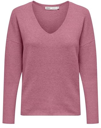 ONLY Damen Strickpullover V-Ausschnitt Sweater Onlrica Life L/S V-Neck Pullo KNT Noos 15224360 ,Heather Rose ,S