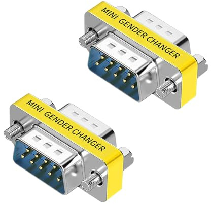 LNHCAW DB9 Male to Male Adapter 2-Pack, RS232 9-Pin Serial Gender Changer, Slimline Straight-Through Coupler for PC, PLC, POS and Industrial Equipment