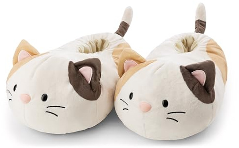 NICI mymochi Pantofole in Peluche Gatto Angy, Calde e con Suola Antiscivolo, per Bambini e Adulti, Numero 40–43, Bianco – 62349