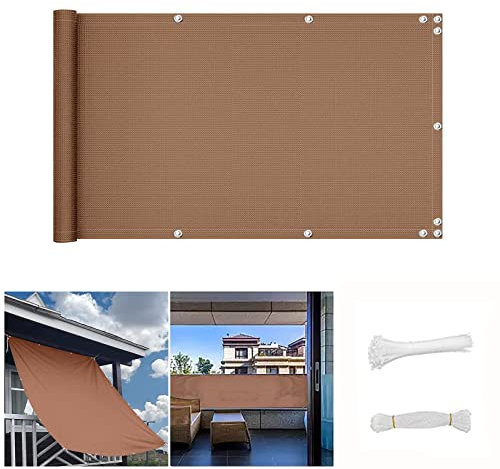 Bâche de clôture opaque résistante aux UV et aux intempéries pour balcon, jardin, piscine, terrasse et balcon - Marron - 130 x 800 cm