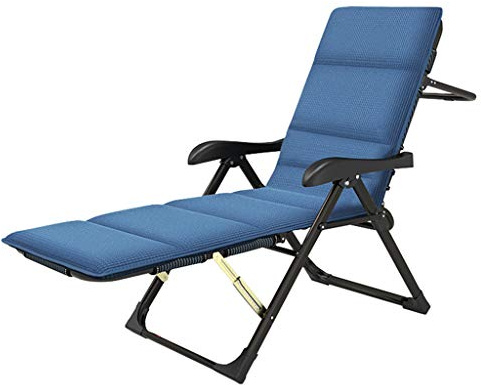Uteplats lounge creygleers folding stöder 441 kg verktyg camping barnsäng justerbar liggande säte full vadderad fiskesäng tung tull bärbar liggande trädgårdsstol (blå) FANDIAO