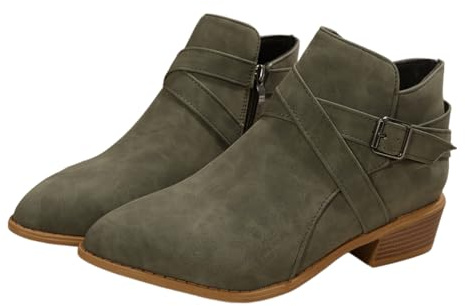 MlYJmer Botas de Mujer para Tobillo, Moda Casual, con tacón Grueso, deslizables, con Cremallera,Verde,43 EU