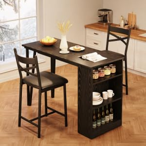 Garvee 2 Taburetes Altos de Bar sin Respaldo en Color Negro – Pack de Sillas Modernas para Isla de Cocina, Bar o Zona de Desayuno, Fáciles de Montar