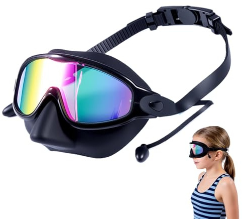Barns Simglasögon Anti-UV vidvinkel simmask med nässkydd och öronproppar