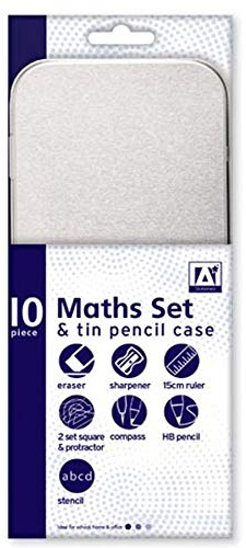 Geometry Mathematics Pencil Case Set In Tin