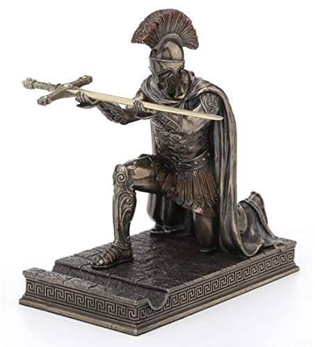 Veronese Design 7 1/8 Inch Roman Centurion Kneeling Pen Holder Resin Statue Bronze Finish Zinc Letter Opener