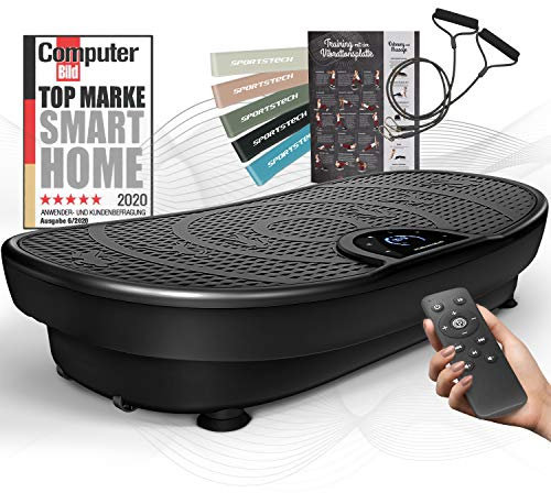 Sportstech - VP250 Plataforma Vibratoria, Potente Maquina de Adelgazar con Motor Silencioso de 200W, Plataforma Vibraciãn Muscular con 180 Niveles y 7+1 Programas, Pantalla Táctil Digital, Negro