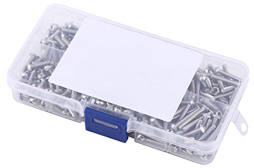 300 Stück M3 Schrauben und Muttern Set, Linsenkopfschrauben mit Innensechskant, sechs Verschiedene Größen 6 mm, 8 mm, 10 mm, 12 mm, 16 mm, 20 mm, mit Aufbewahrung flach Fall Box