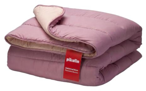 PIKOLIN Couette 240 x 220 cm 300 g Tempérée en Fibre Ecolofil pour Lit 2 Personnes - Couette Réversible Toucher Plume, Lavable, Douce et Respirante - Bicolore Mauve