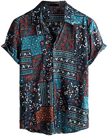 VATPAVE Mens Summer Tropical Shirts Short Sleeve Button Down Aloha Hawaiian Shirts X-Large Navy