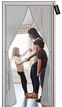 Moustiquaire Porte Fenetre Magnetique 75 x 185 cm,Rideaux Anti Mouches pour Porte,Rideaux Toile Insect Ecran,Moustiquaire Baie Vitree Coulissante,Magnétique Moustique Sans Perçage - Gris