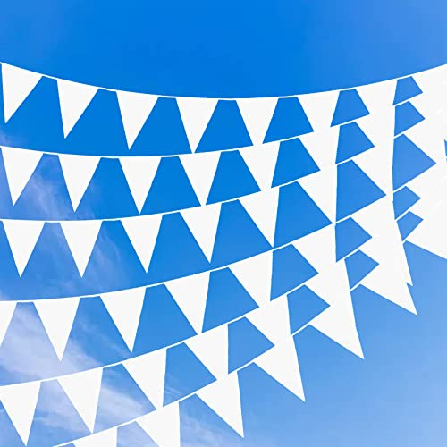 KERANEET 12m Guirlande de Fanions Blanc 50 Pièces Blanc Drapeau Triangle Guirlande de Fanions en Tissu pour Décorations de Mariage Fête Anniversaire Jardin