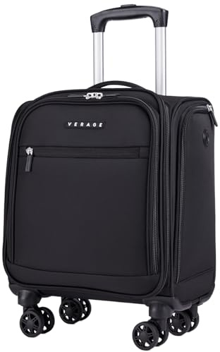 Verage Underseat Carry On Luggage with Wheels, 14.5-Inch Spinner Small Suitcase, Softside Lightweight Travel Bag for Men and Women, Airplane Carry On Bag, Black