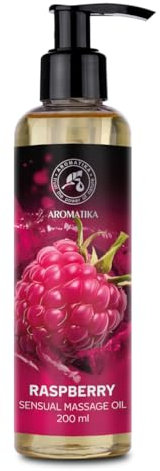 Olio da Massaggio Sensuale Lampone 200 ml - Olio da Massaggio con Olio di Mandorle - Olio Puro per il Corpo per Uomini e Donne - Olio per Momenti Emozionanti - Olio per Massaggi Rilassante