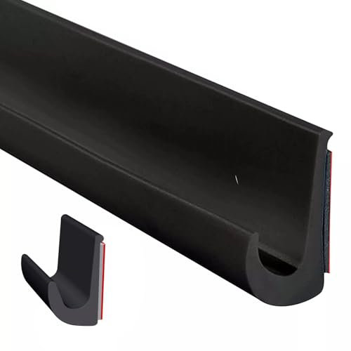 ACESOME RV Rain Gutter, Self Adhesive TPE Roof Rain Diverter for Car Vans and RVs Boat, J Shape RV Rain Gutter for Motorhome Rain, Drip Rail Trim Molding Adhesive Backing and Flexible (Black 5m)