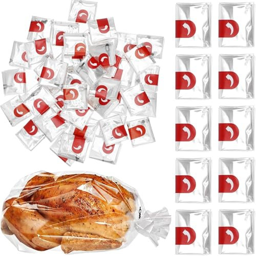 Lot de 20 sacs à rôtir pour four avec attaches, sacs de four pour rôtir le poulet, le poisson, la viande, les légumes, la dinde pour four et micro-ondes