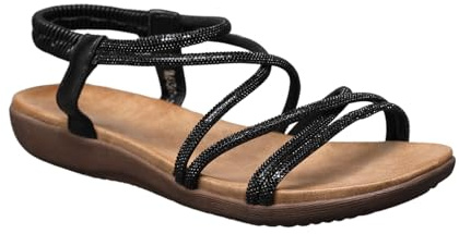 IVACHY Women's Silver Gladiator Sandals – Rhinestone Strappy Flat Summer Sandals with Ankle Strap | Elegant Sparkly Open Toe Shoes for Beach, Casual, Holiday, and Party