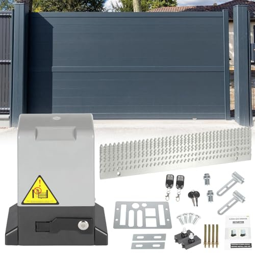 Jaxguom Accionamiento para puerta corredera de 750 W, accionamiento de puerta de garaje hasta 1600 kg, juego de accionamiento para puerta corredera con mandos a distancia y función de cierre