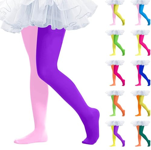 XINYUNZU Mädchen Strumpfhose Mehrfarbig Leggings Ballettstrumpfhose Karneval Tanz Mottoparty Party Strumpfhosen für Kinder Rosa 2–8 Jahre