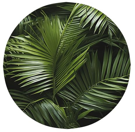 MCJDFWNMKM Tablecloth for Round Table 60 Inch Desktop Decoration Washable Table Cloth Green Palm Tree Leaves Tables Cover Soil Resistant Water Repellant Fabric Tablecloth for Dining Party Wedding