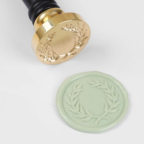 UNIQOOO Olive Wreath Wax Seal Stamp for Wedding, Great Decoration for Envelope, Post Card, Snail Mail, Invitations, Gift Wrapping, Letter Sealing - Gift Idea for Wedding Planner, Bride, Artistic Types