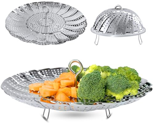Sayfine Vegetable Steamer Basket, Premium Stainless Steel Veggie Steamer Basket - Folding Expandable Steamers to Fits Various Size Pot (Extra Large (6.5 to 11))